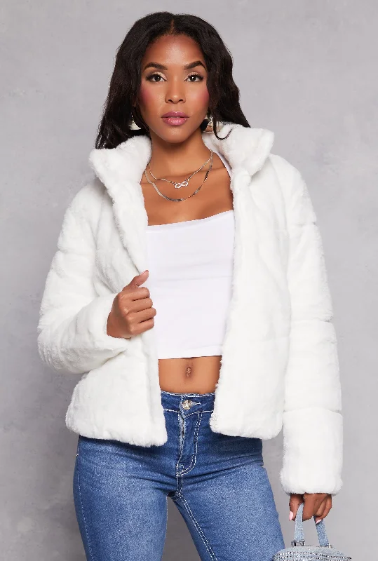 Faux Fur Zip Front Jacket