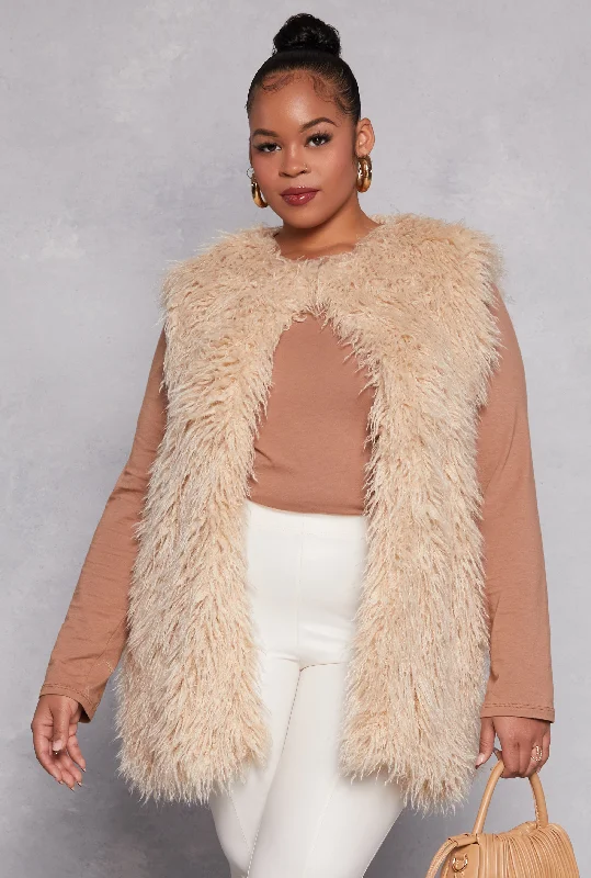 Plus Size Shaggy Faux Fur Vest