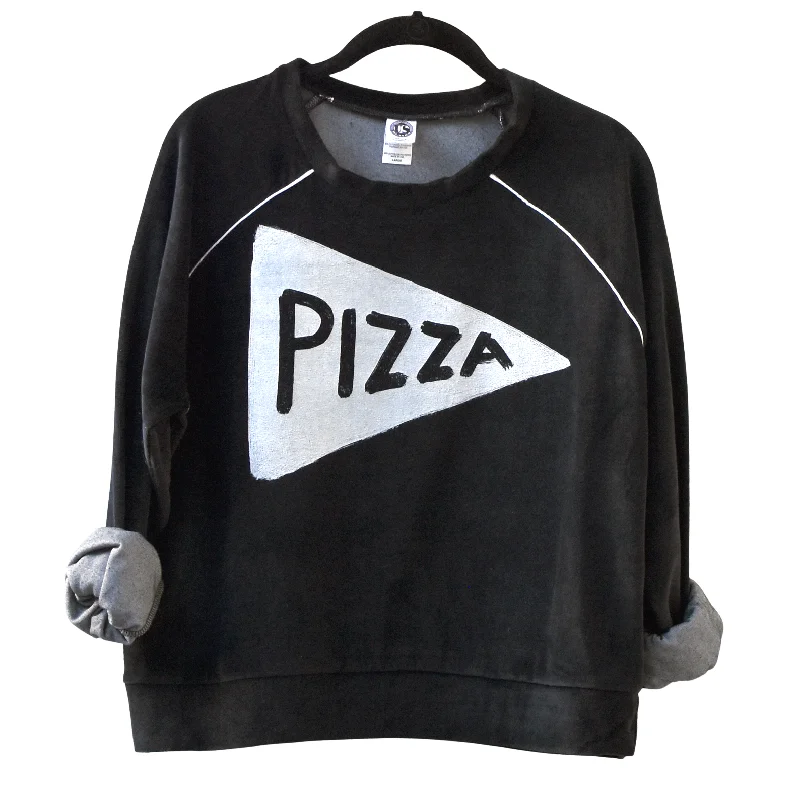 Ladies Velour Pizza Crop Top Sweatshirt