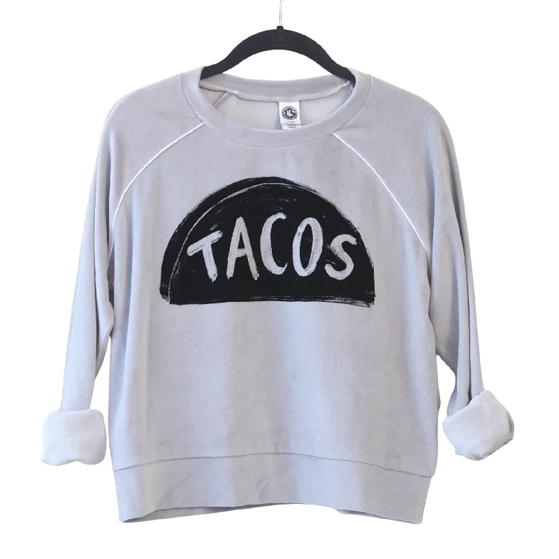 Ladies Velour Taco Crop Top Sweatshirt