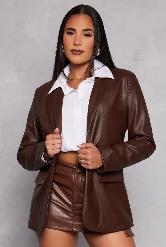 Faux Leather Blazer