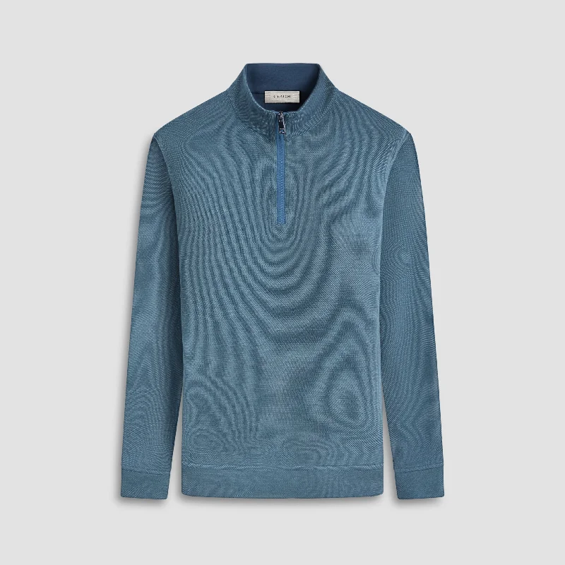 Reversible Pique/Fishermen Knit Quarter-Zip Pullover