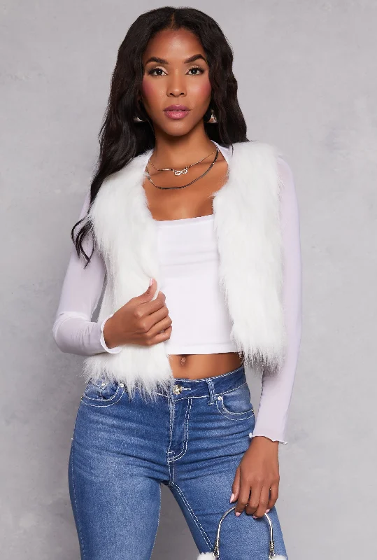 Cropped Faux Fur Vest