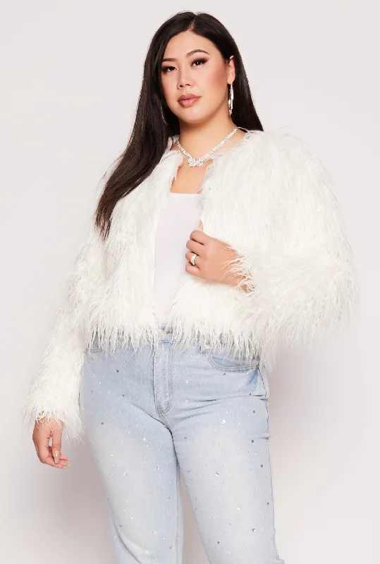 Plus Size Shaggy Faux Fur Jacket