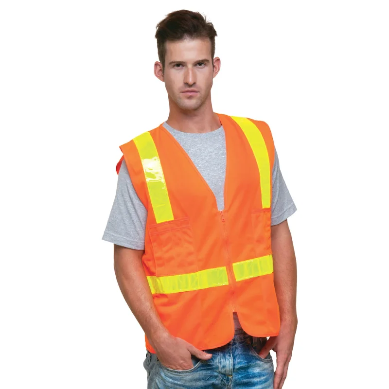 BAYSIDE® MADE IN USA Hi-Vis Surveyors Solid Safety Vest - 3786 Orange - ANSI Class 2