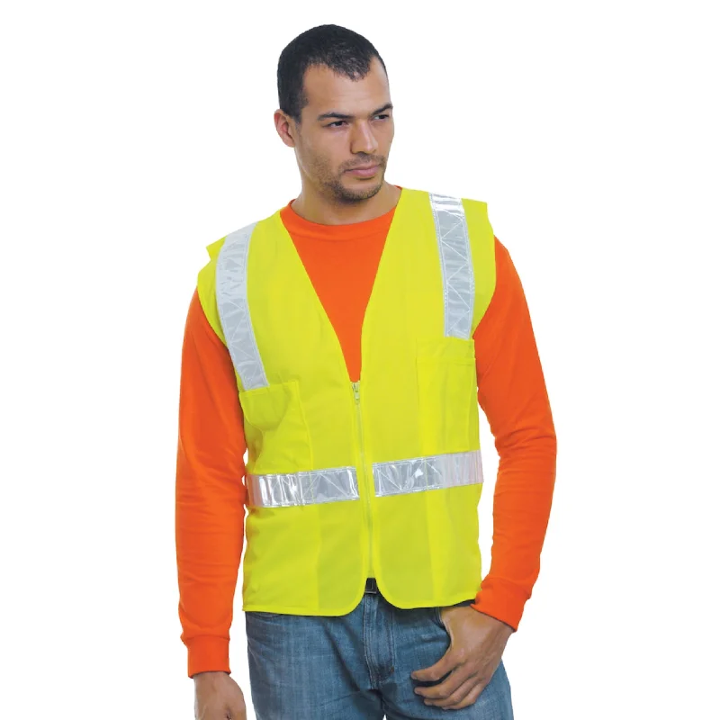 BAYSIDE® MADE IN USA Hi-Vis Surveyors Solid Safety Vest - 3788 Lime Green - ANSI Class 2