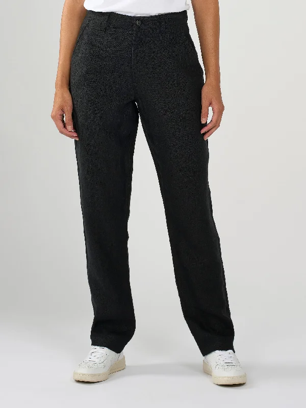 Loose natural linen pants - Black Jet