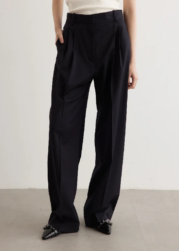 Wide Leg Pleated Trousers