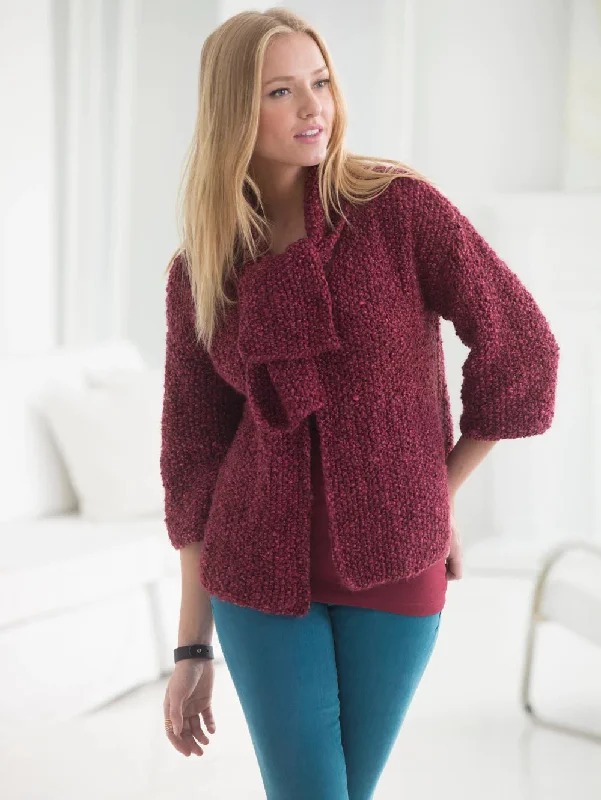 Free Seed Stitch Cardi with Scarf Pattern