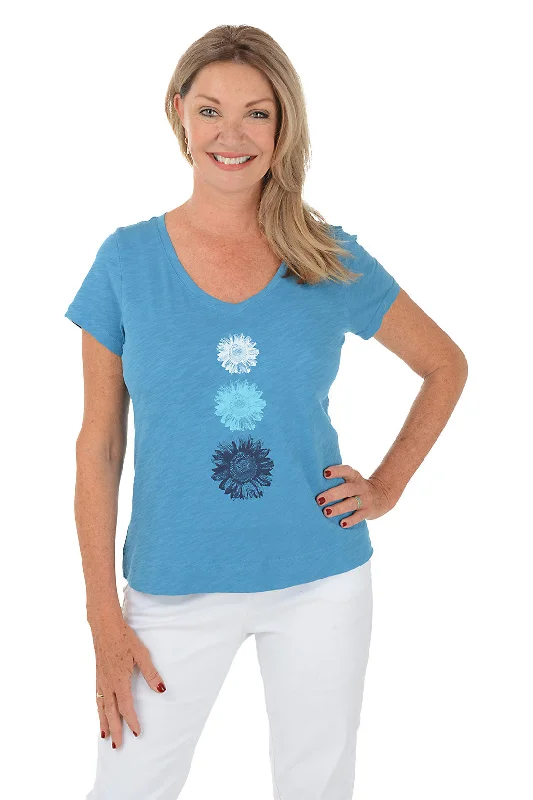 Lapis Triple Sunflower V-Neck Tee