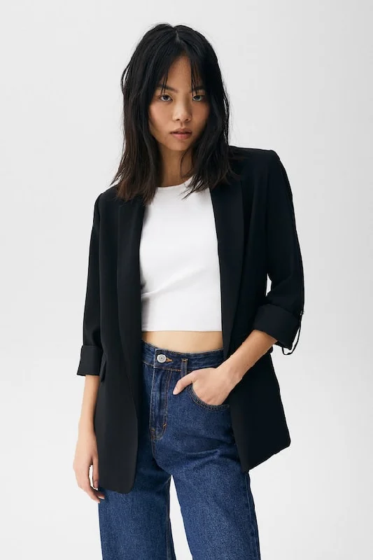 Basic Rolled-Up Sleeve Blazer